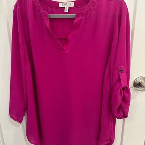 Chaus Fuchsia V-Neck Blouse